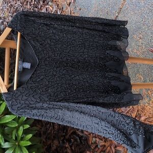 Vintage Beaded Bell Sleeve Whimsigoth Dress Barn Black Beaded Long Sleeve Top